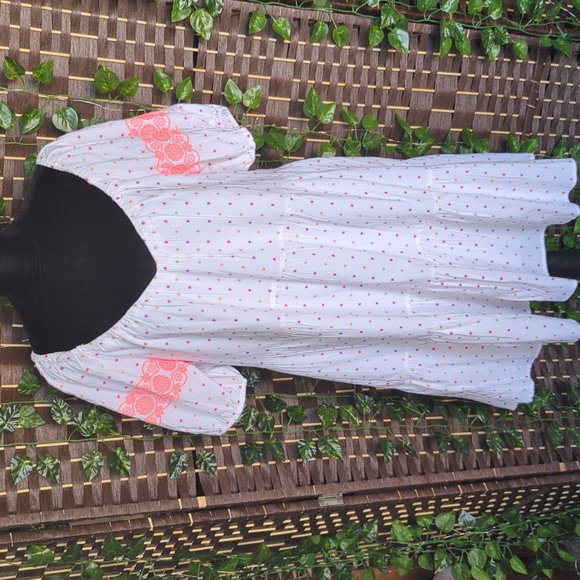 Loft Dot Dress Embroidered Tiered Swing Dress - Picture 3 of 9